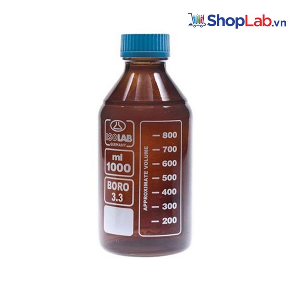 Chai thủy tinh trung tính nâu nắp vặn 250ml, GL45 061.02.250 Isolab
