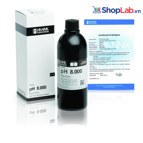 Dung Dịch Hiệu Chuẩn Millesimal pH 8.000, 500 mL HI6008 Hanna