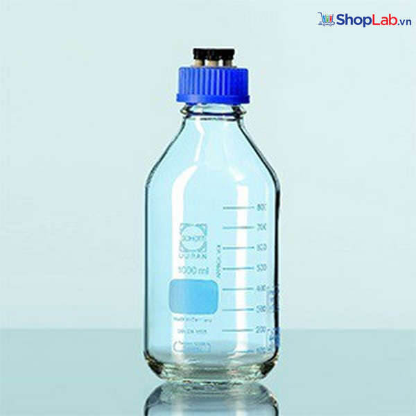 Chai trung tính HPLC GL45 với 4 cổng, 500ml Duran