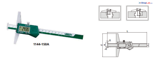 Thước đo chiều sâu móc đôi kỹ thuật số 1144-200A Insize