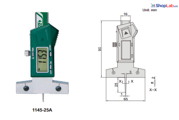 Thước đo chiều sâu không dây 1145-25AWL Insize