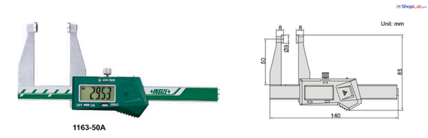 Thước kẹp có ngàm không dây 1163-50AWL Insize