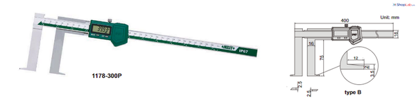 Thước kẹp điện tử chống bụi IP67, không thấm nước 1178-300P Insize