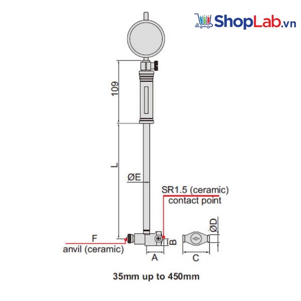 Đồng hồ đo lỗ điện tử 100-160 mm 2122-161A Insize