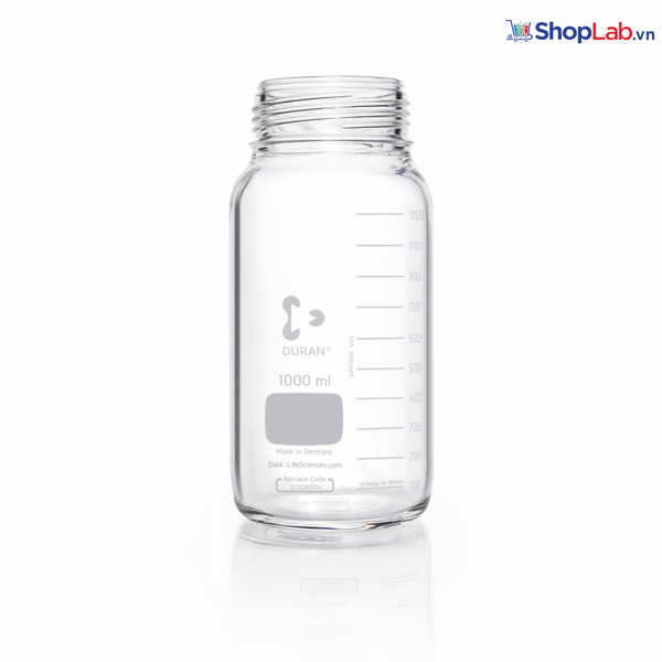 Chai trung tính cổ rộng GLS 80 10 lít, thành dày, không nắp Duran