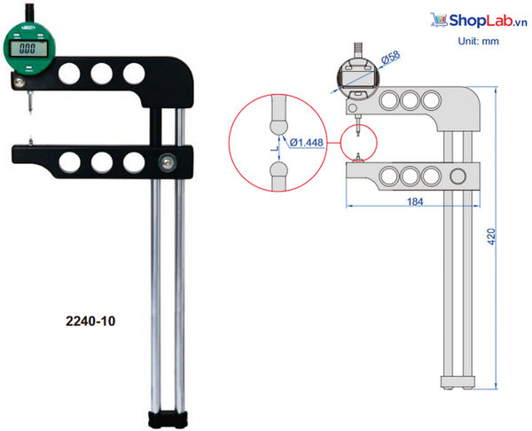 Đồng hồ đo đường kính ren ngoài 2240-10 Insize