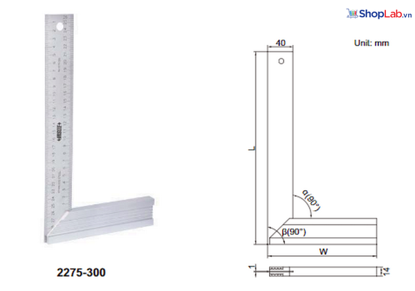 Thước đo góc 2275-300 Insize