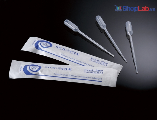 Pipet pasteur 3ml, tiệt trùng từng cái 500c/hộp Biologix