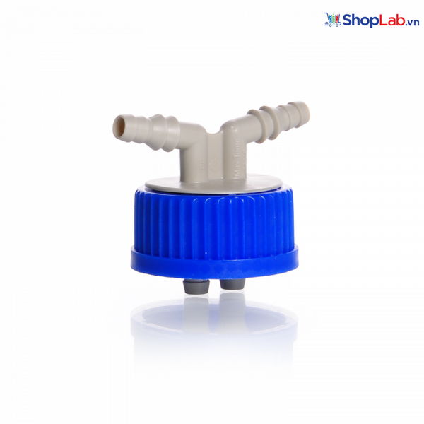 Nắp vặn GL 45 có 2 lỗ (OD 6-9mm), PP Duran