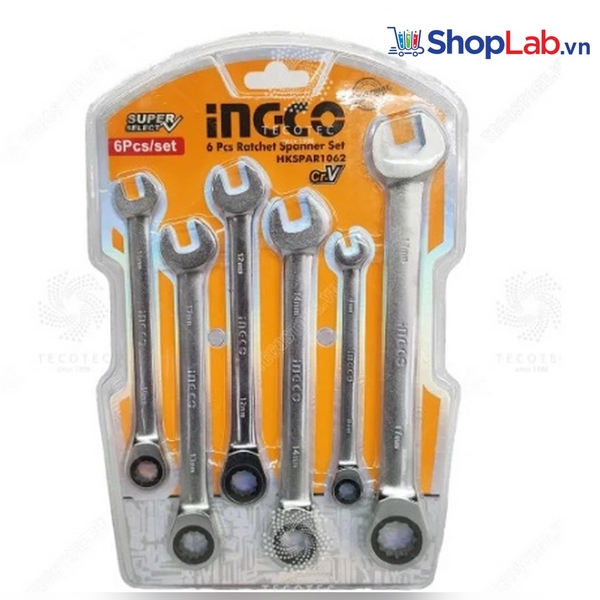 Bộ cờ lê 1 đầu tròng 1 đầu hở HKSPAR1062 Ingco