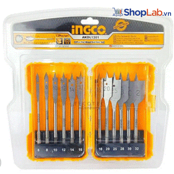 Bộ 12 mũi khoan gỗ đầu dẹp AKDL1201 Ingco
