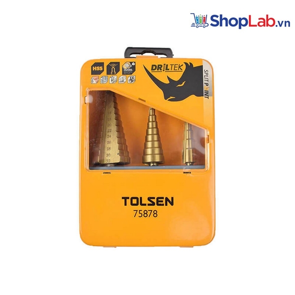 Bộ 3 mũi khoan bước Titanium HSS 75878 Tolsen