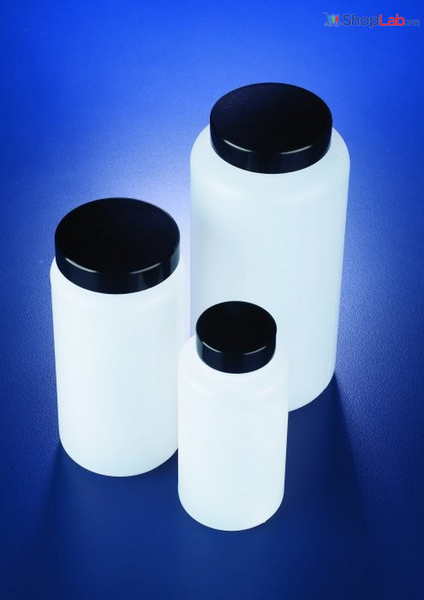 Chai nhựa miệng rộng HDPE, nắp đen, 150ml BGC428P Scilabware
