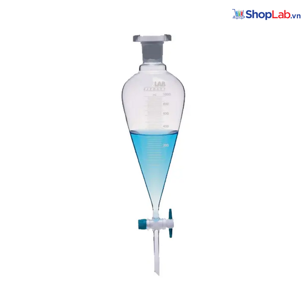 Bình chiết quả lê 1000 ml - SJ 29/32, khóa nhựa, kẻ vạch Dinlab