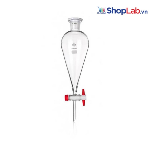 Bình lắng gạn quả lê khóa PTFE kẻ vạch 500ml Onelab