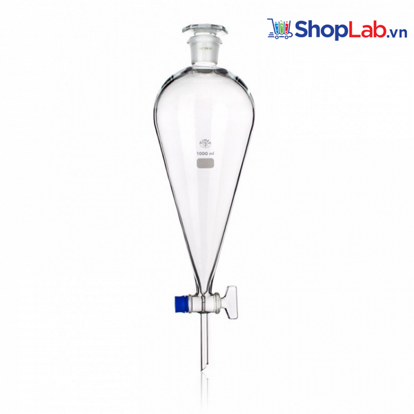 Bình lắng gạn quả lê khóa thủy tinh không kẻ vạch 1000ml Onelab