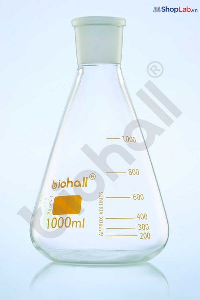 Bình tam giác nhám có chia vạch ( chưa nút), cổ 29/32 300ml Biohall