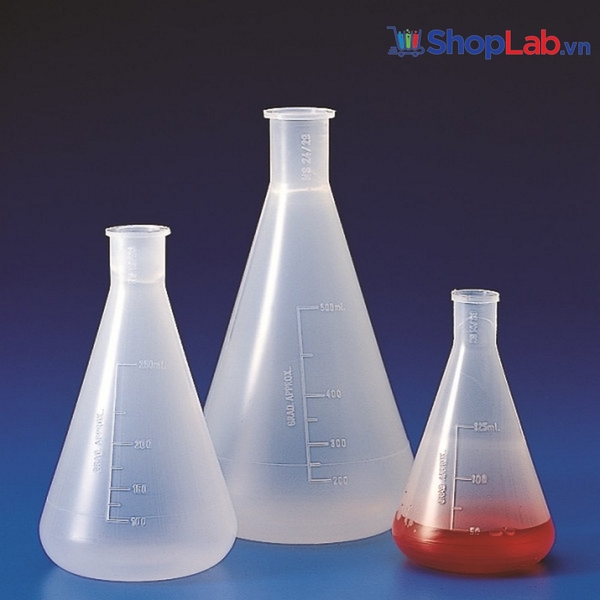 Bình tam giác nhựa trong suốt có chia vạch 250ml, NS 19/26 K1462 Kartell