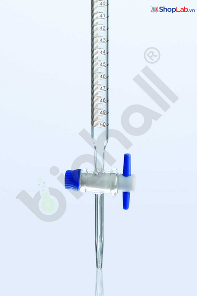 Burret trắng khóa PTFE, có chia vạch 25 ML-0.1ml Biohall