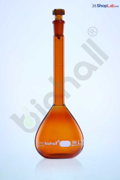 Bình định mức nâu class A, nút nhựa 250ml Biohall