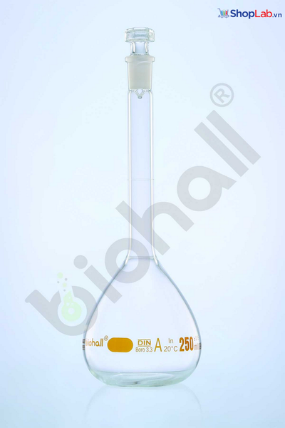 Bình định mức trắng class A, nút nhựa 10000ml Biohall