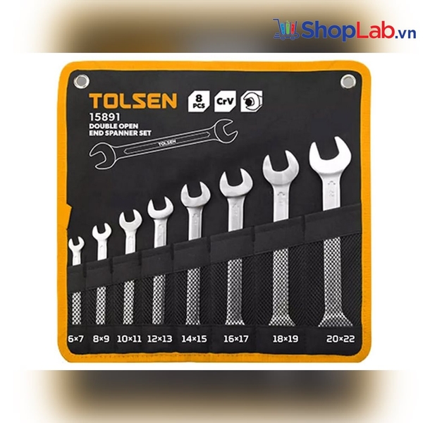 Bộ cờ lê 2 đầu miệng (8PCS)  6x7, 8x9, 10x11, 12x13, 14x15, 16x17, 18x19, 20x22mm Tolsen