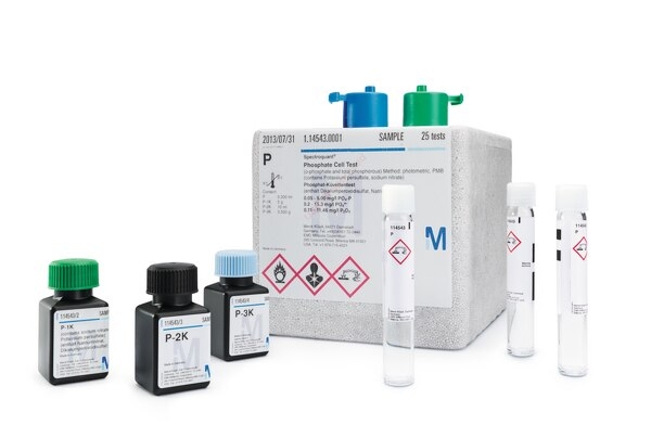 Acid Capacity Cell Test to pH 4.3 (total alkalinity), Method: photometric 0.40 - 8.00 mmol/l 20 - 400 mg/l CaCO₃ Spectroquant®(120 tests/hộp)
