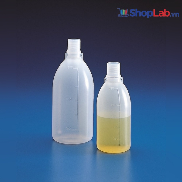 Chai nhựa đựng mẫu PE miệng hẹp 1000ml, không nắp, chia vạch 100ml K15881 Kartell