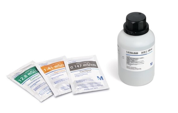 Potassium chloride solution (nominal 1.41 mS/cm) certified reference material for the measurement of electrolytic conductivity (c=0.01 mol/l) Certipur® (500mL /chai)