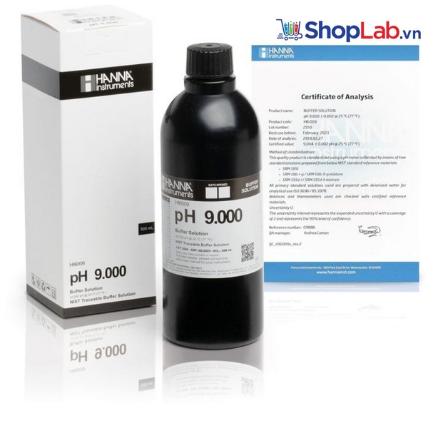 Dung Dịch Hiệu Chuẩn Millesimal pH 9.000, 500 mL HI6009 Hanna