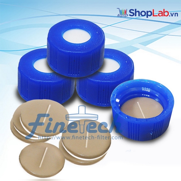 Nắp vặn PP 9mm, Septa PTFE tự nhiên/Silicone trắng, không rãnh SC9F9F Finetech