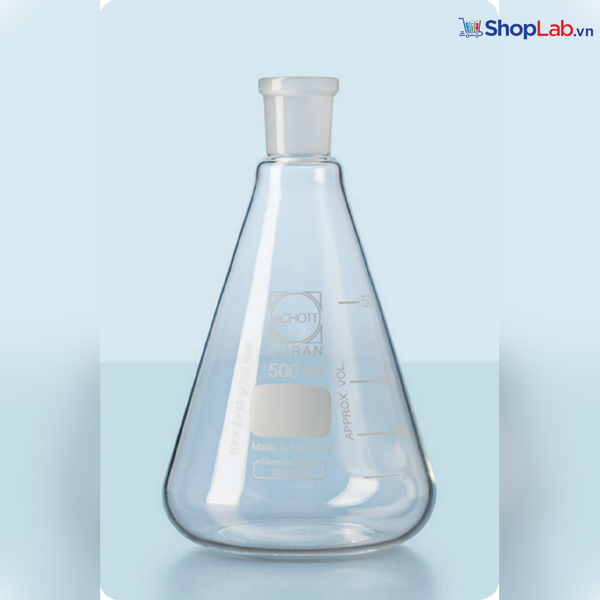 Bình tam giác cổ mài, 29/32, 100mL, chưa có nút Duran