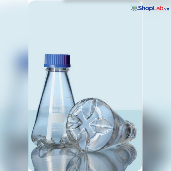Bình tam giác nắp vặn, đáy có 4 khía, 500mL Duran