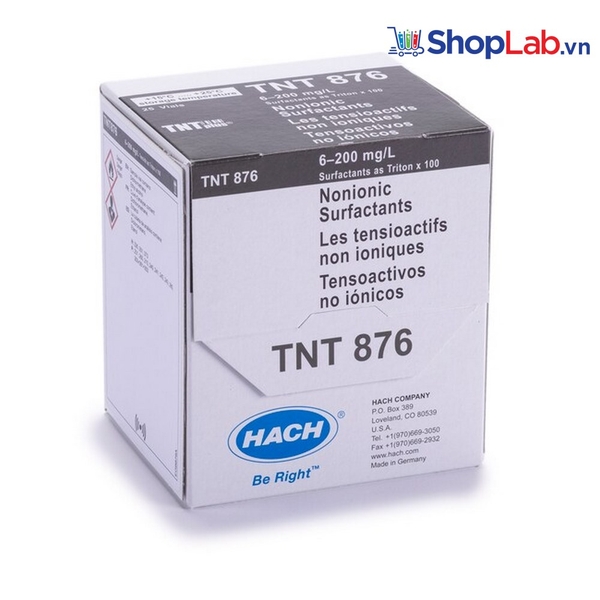 Thuốc thử chất hoạt động bề mặt không ion TNTplus, HR 6,0-200 mg/L, 25 tests TNT876 Hach