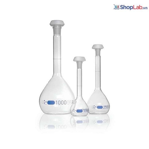 Bình định mức A, 12/21, 100ml, nút nhựa, chữ xanh 246782451