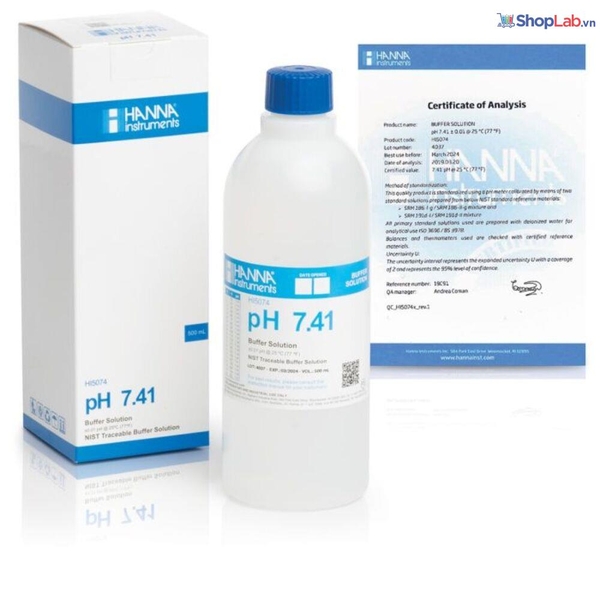 Dung dịch hiệu chuẩn pH 7.41, 500 mL Hanna