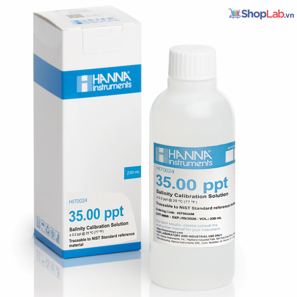 Dung Dịch Hiệu Chuẩn độ mặn 35.00 g/L (ppt), 230 ml HI70024M Hanna