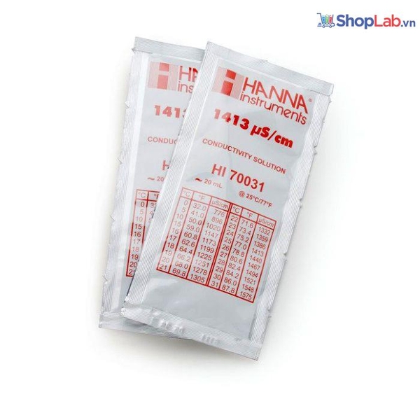 Gói chất chuẩn độ dẫn điện 1,413 µS/cm (25 x 20mL) HI70031P Hanna