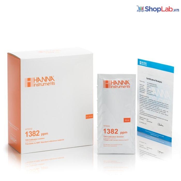 Gói chất chuẩn hiệu chuẩn TDS 1382 mg/L (ppm) kèm COA HI70032C Hanna