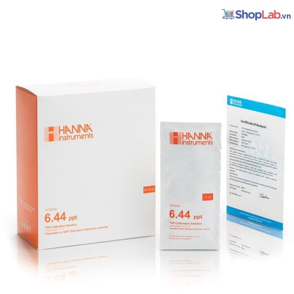 Gói chất chuẩn hiệu chuẩn TDS 6.44 ppt kèm COA (25 x 20 gói) HI70038C Hanna