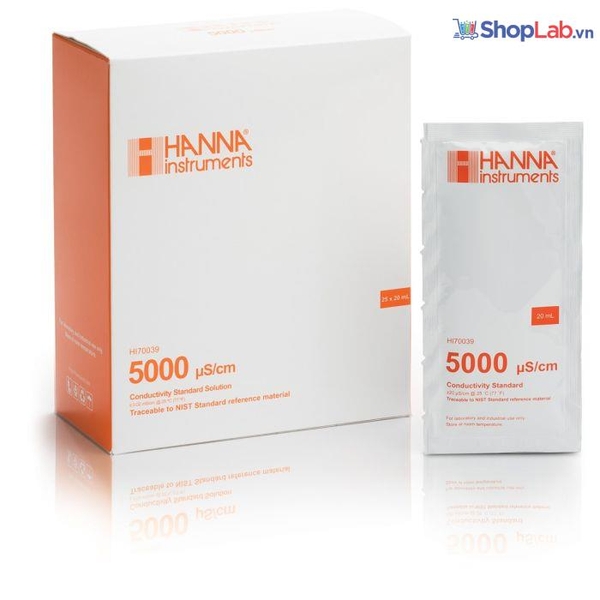 Gói chất chuẩn hiệu chuẩn EC 5000 µS/cm (25 x 20mL) HI70039P Hanna