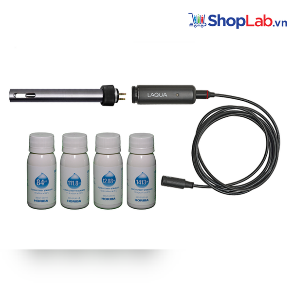Bộ cảm biến độ dẫn điện cáp 5m và 4 dung dịch chuẩn độ dẫn điện 60ml WQ 300 4-Cell EC Kit 5M Horiba