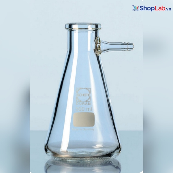 Bình tam giác, có nhánh hút CK 1000mL Duran