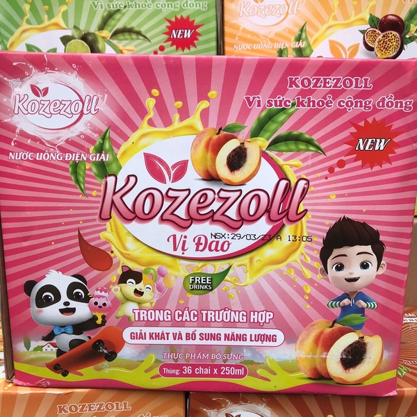 NƯỚC ĐIỆN GIẢI KOZEZOLL  ĐÀO lốc/6ch