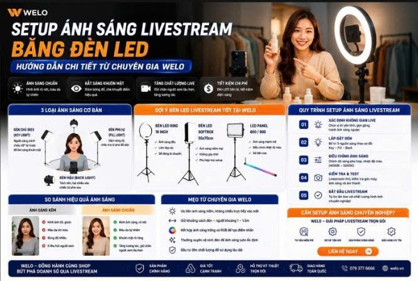 Setup Ánh Sáng Livestream Bằng Đèn LED: Hướng Dẫn Chi Tiết Từ Chuyên Gia Welo.