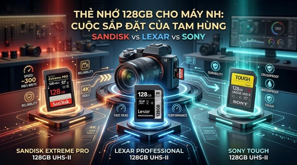 Thẻ Nhớ 128GB Cho Máy Ảnh: Cuộc Sắp Đặt Của Tam Hùng Sandisk vs Lexar vs Sony.