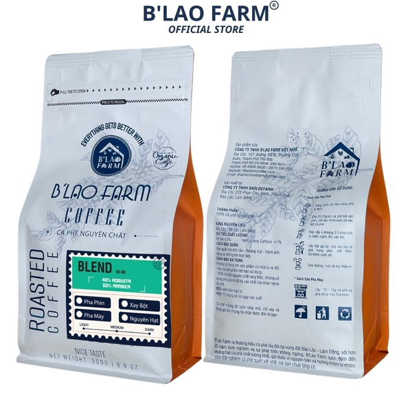 Cà Phê Blend 40-60 Rang Mộc Nguyên Chất B'LAO FARM Túi Zip