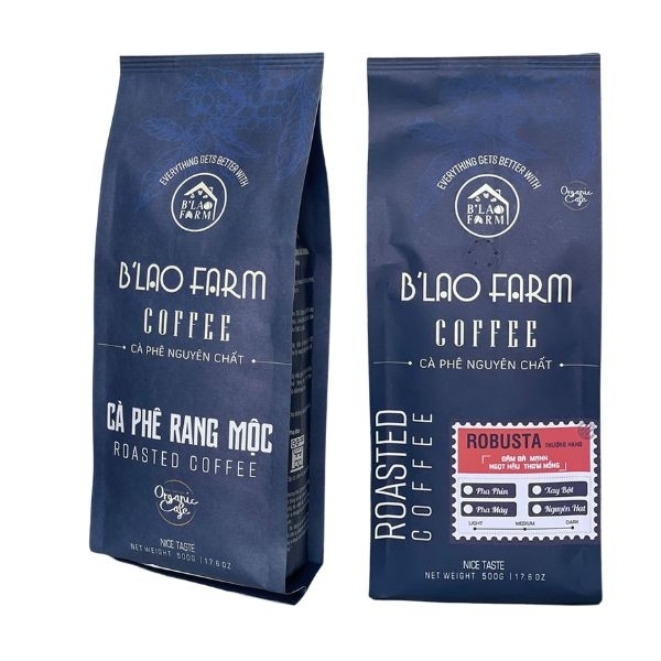 Cà Phê Robusta Rang Mộc Nguyên Chất B'LAO FARM Túi Giấy