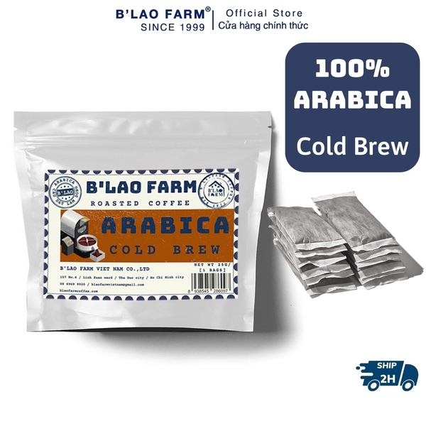 Cà phê cold brew túi lọc B'Lao Farm cà phê  Arabica nguyên chất - cafe túi lọc ủ lạnh, chua thanh, đắng nhẹ, thơm ngọt