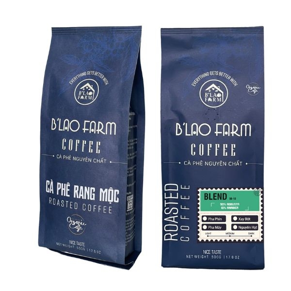 Cà Phê Blend 50-50 Rang Mộc Nguyên Chất B'LAO FARM Túi Giấy